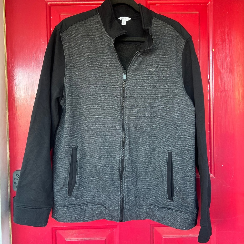 Calvin Klein Men's Large Warm Winter Fall Jacket Black Grey Coat Thin Jacket